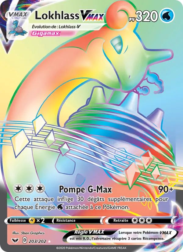 Carte Pokémon Lokhlass VMAX de l'extension Épée et Bouclier