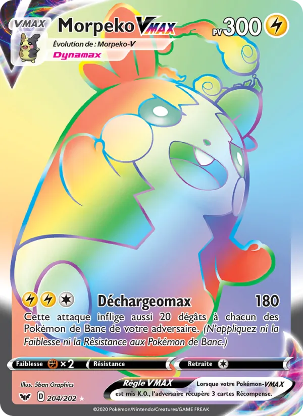 Carte Pokémon Morpeko VMAX de l'extension Épée et Bouclier