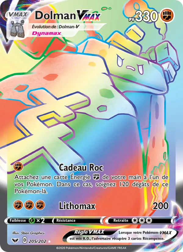 Carte Pokémon Dolman VMAX de l'extension Épée et Bouclier