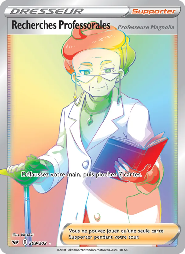 Carte Pokémon Recherches Professorales (Professeure Magnolia) de l'extension Épée et Bouclier