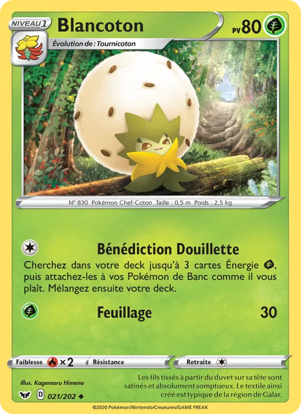 Carte Pokémon Blancoton de l'extension Épée et Bouclier
