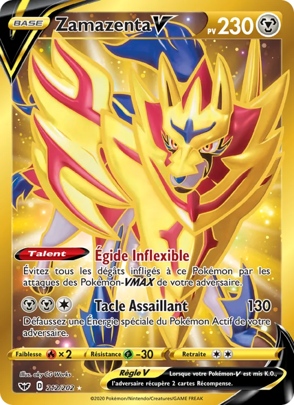 Carte Pokémon Zamazenta V de l'extension Épée et Bouclier