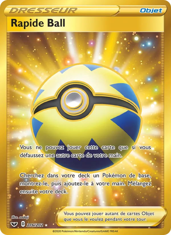 Carte Pokémon Rapide Ball de l'extension Épée et Bouclier