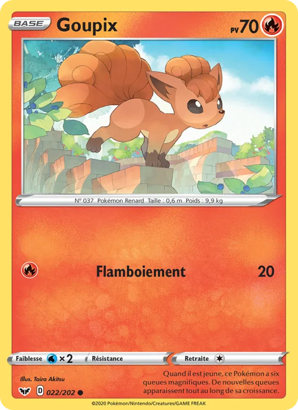 Carte Pokémon Goupix de l'extension Épée et Bouclier