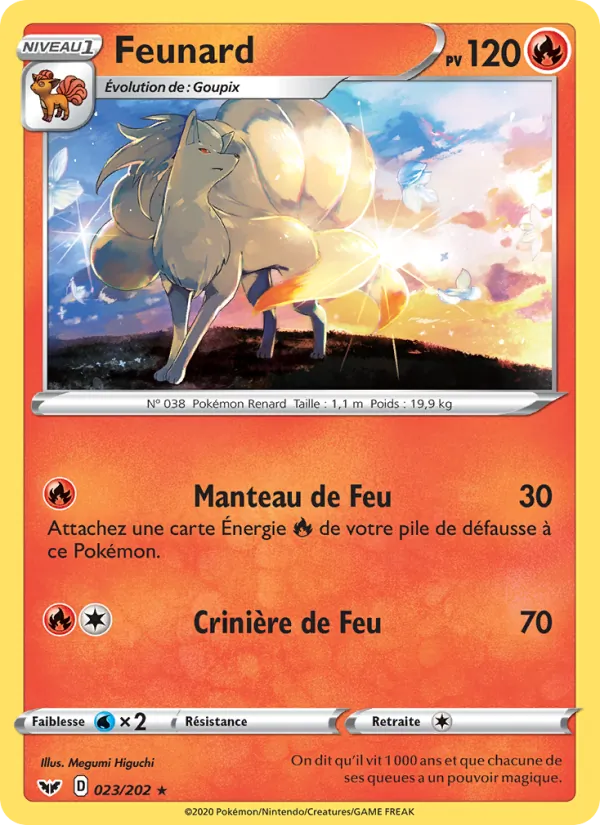 Carte Pokémon Feunard de l'extension Épée et Bouclier