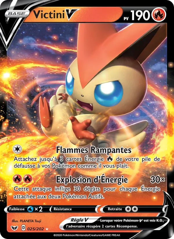 Carte Pokémon Victini V de l'extension Épée et Bouclier