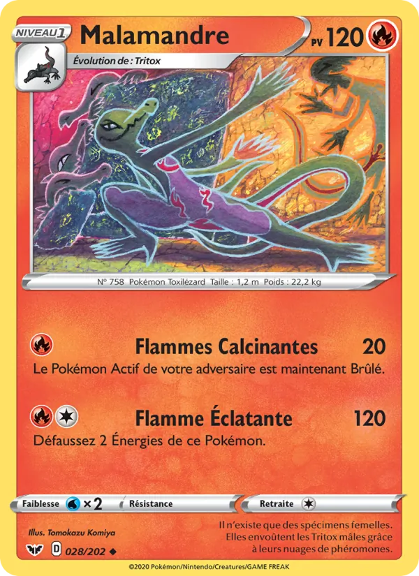 Carte Pokémon Malamandre de l'extension Épée et Bouclier