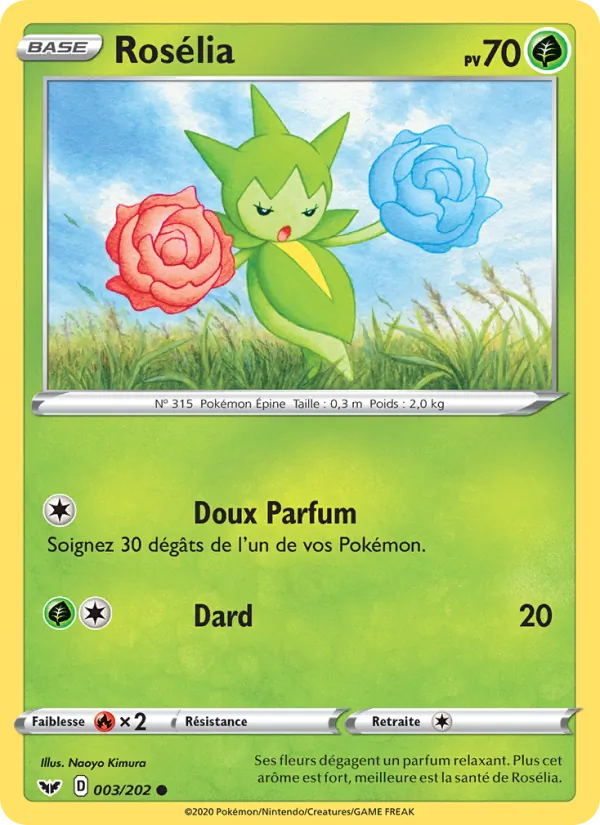 Carte Pokémon Rosélia de l'extension Épée et Bouclier
