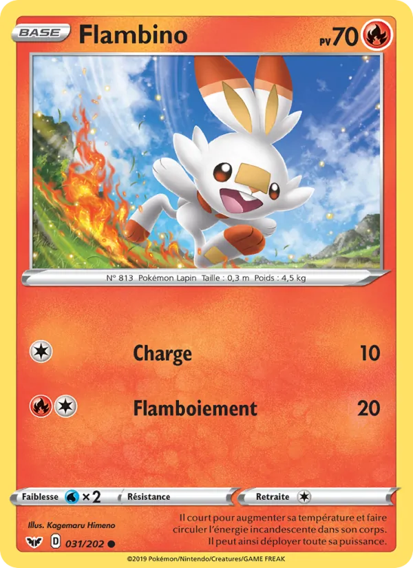 Carte Pokémon Flambino de l'extension Épée et Bouclier