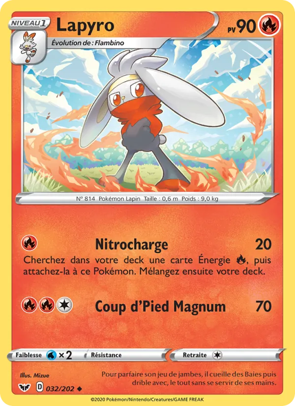 Carte Pokémon Lapyro de l'extension Épée et Bouclier
