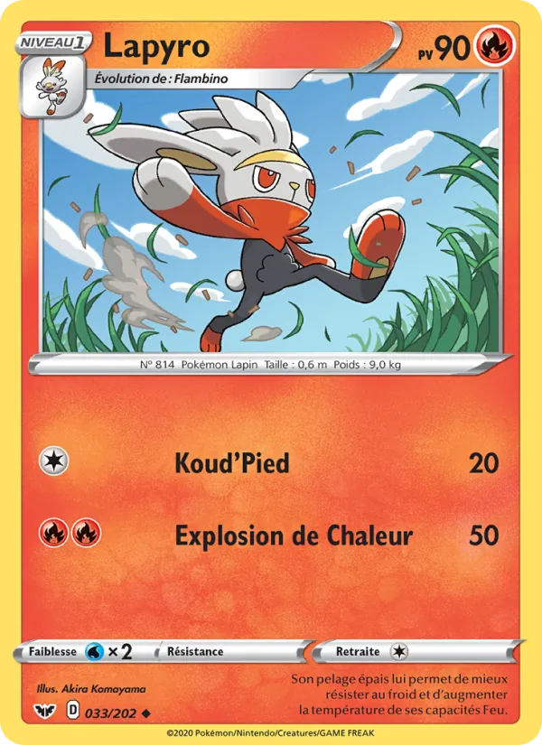 Carte Pokémon Lapyro de l'extension Épée et Bouclier