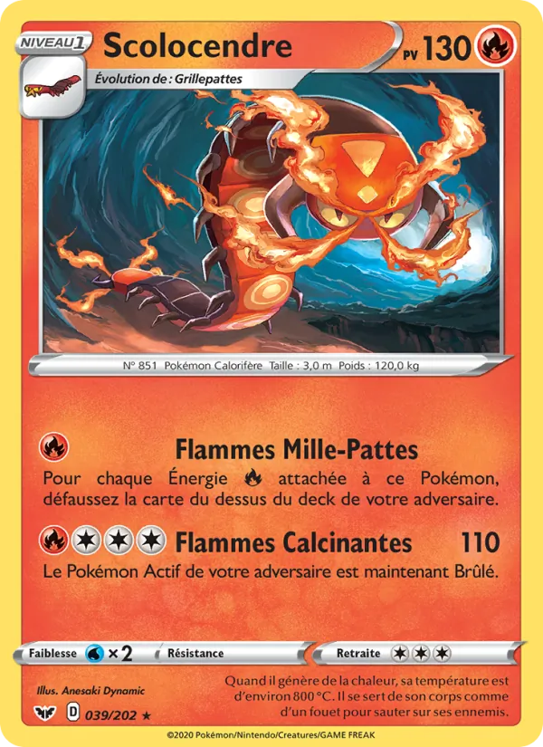 Carte Pokémon Scolocendre de l'extension Épée et Bouclier