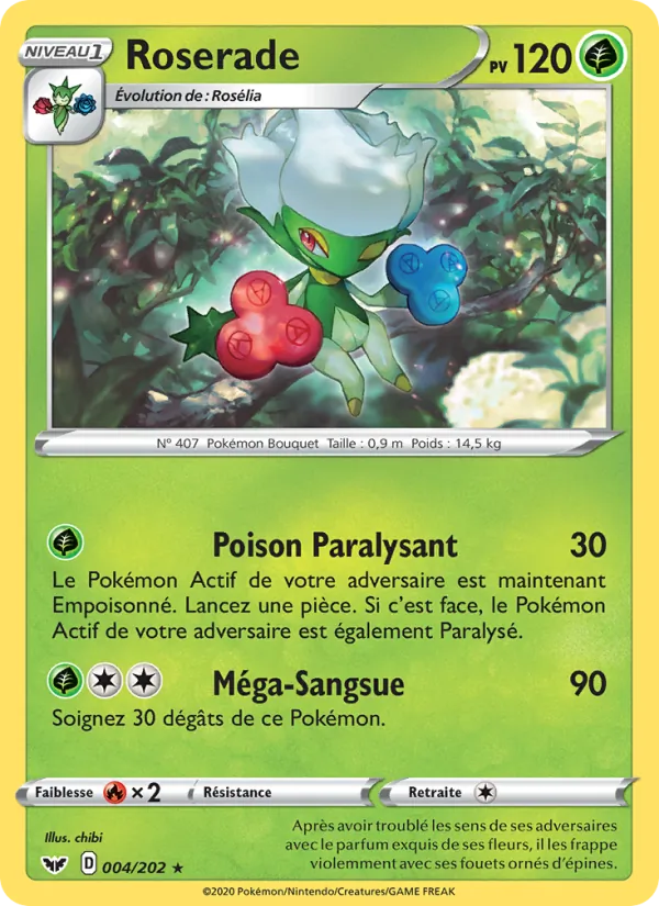 Carte Pokémon Roserade de l'extension Épée et Bouclier