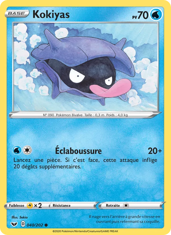 Carte Pokémon Kokiyas de l'extension Épée et Bouclier