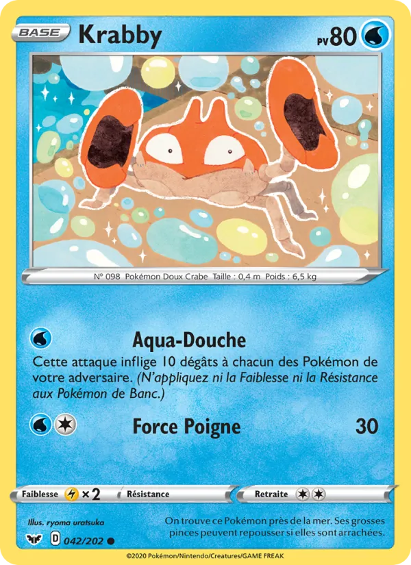 Carte Pokémon Krabby de l'extension Épée et Bouclier