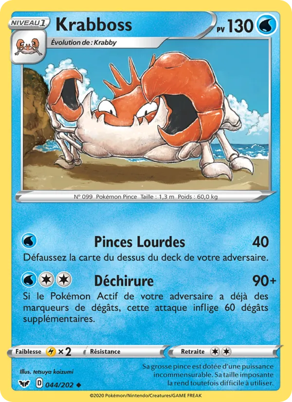 Carte Pokémon Krabboss de l'extension Épée et Bouclier