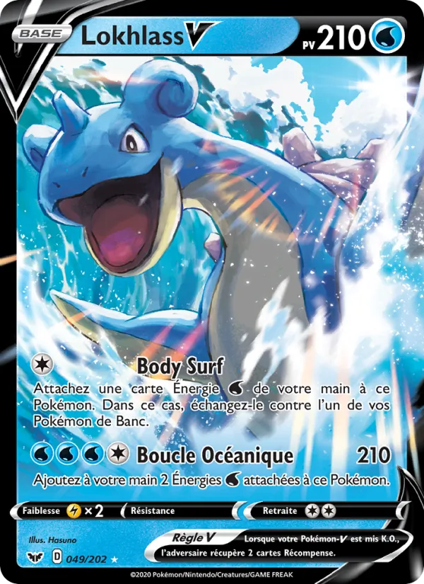 Carte Pokémon Lokhlass V de l'extension Épée et Bouclier