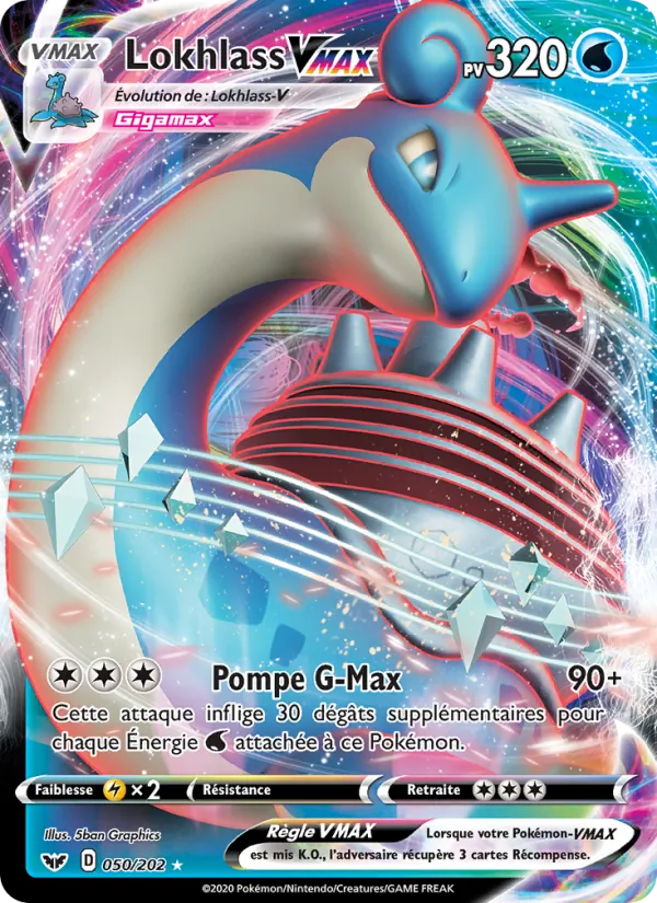 Carte Pokémon Lokhlass VMAX de l'extension Épée et Bouclier