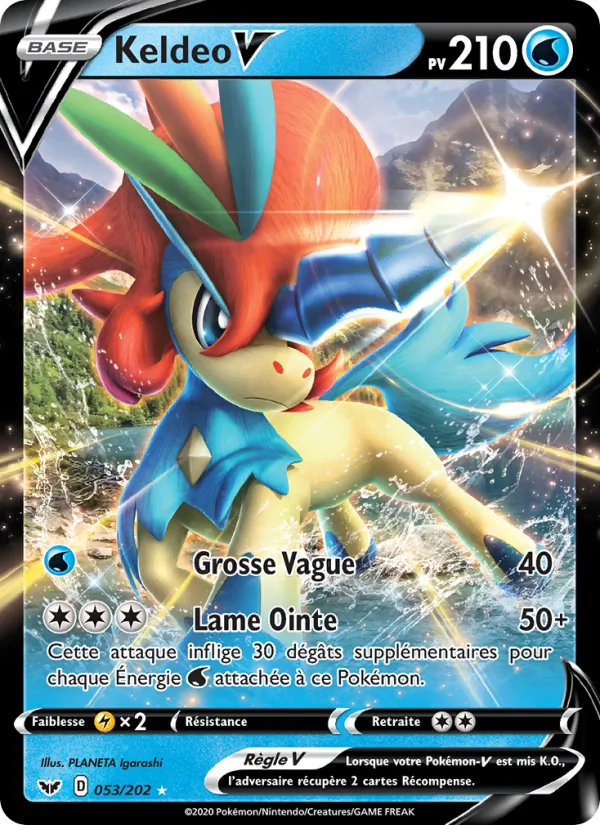 Carte Pokémon Keldeo V de l'extension Épée et Bouclier