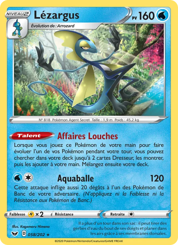 Carte Pokémon Lézargus de l'extension Épée et Bouclier