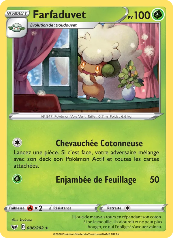 Carte Pokémon Farfaduvet de l'extension Épée et Bouclier