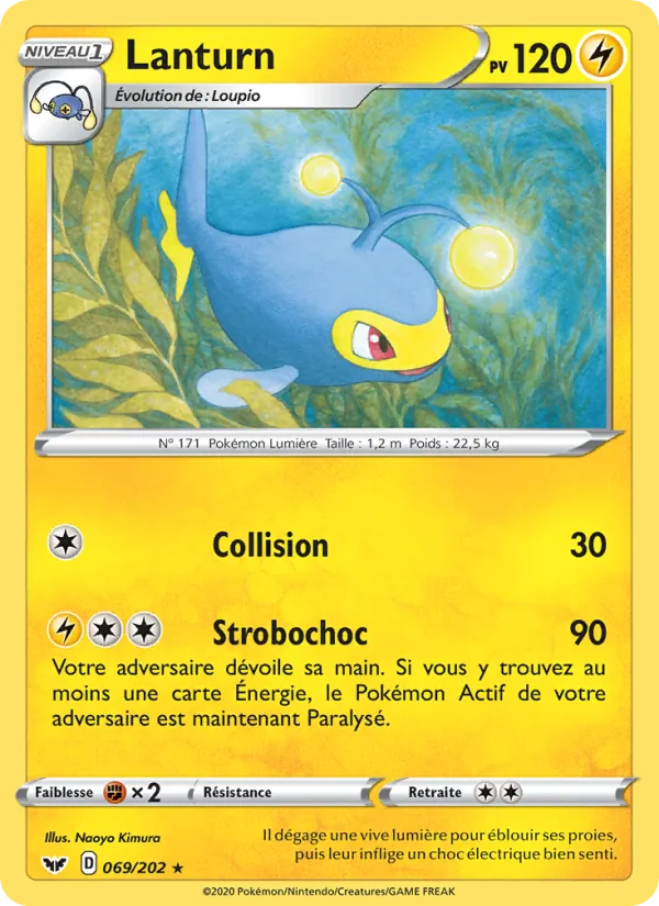 Carte Pokémon Lanturn de l'extension Épée et Bouclier