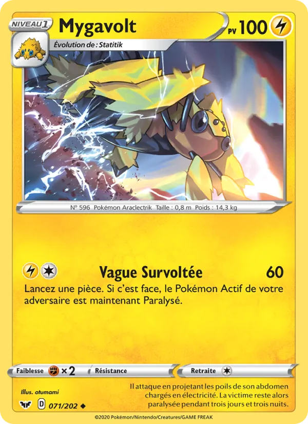 Carte Pokémon Mygavolt de l'extension Épée et Bouclier
