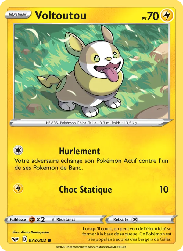 Carte Pokémon Voltoutou de l'extension Épée et Bouclier