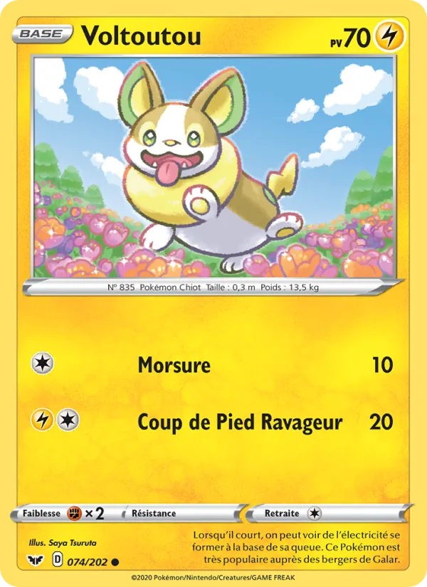 Carte Pokémon Voltoutou de l'extension Épée et Bouclier