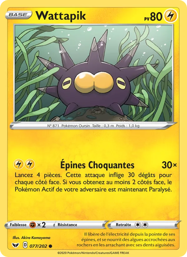 Carte Pokémon Wattapik de l'extension Épée et Bouclier