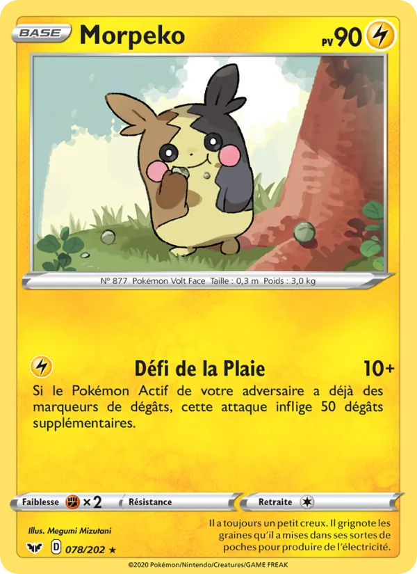 Carte Pokémon Morpeko de l'extension Épée et Bouclier