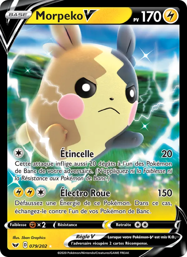 Carte Pokémon Morpeko V de l'extension Épée et Bouclier