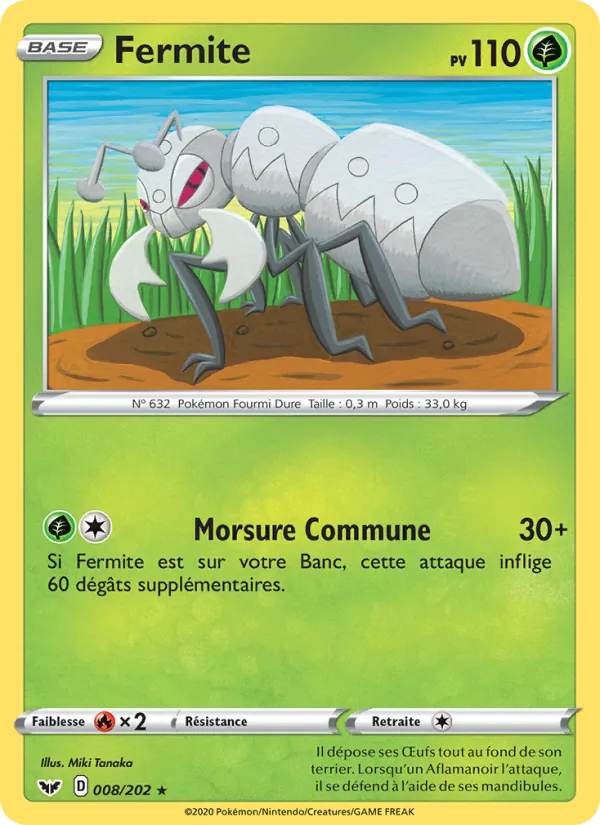 Carte Pokémon Fermite de l'extension Épée et Bouclier