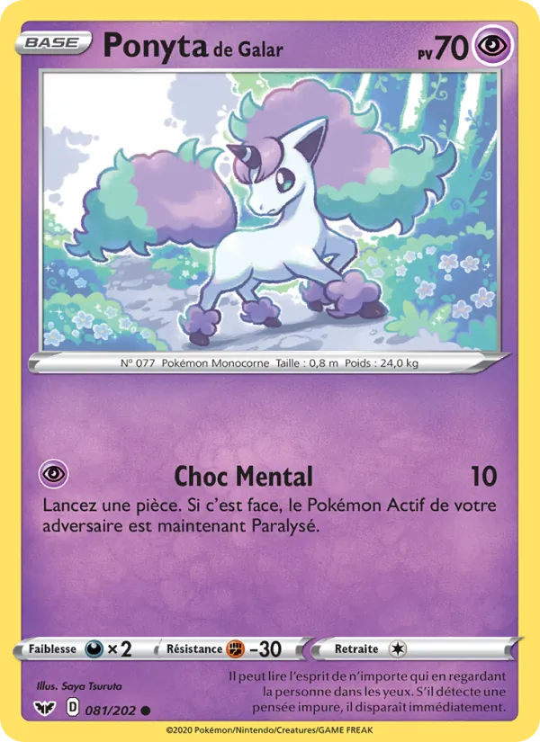 Carte Pokémon Ponyta de Galar de l'extension Épée et Bouclier