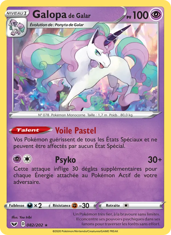 Carte Pokémon Galopa de Galar de l'extension Épée et Bouclier