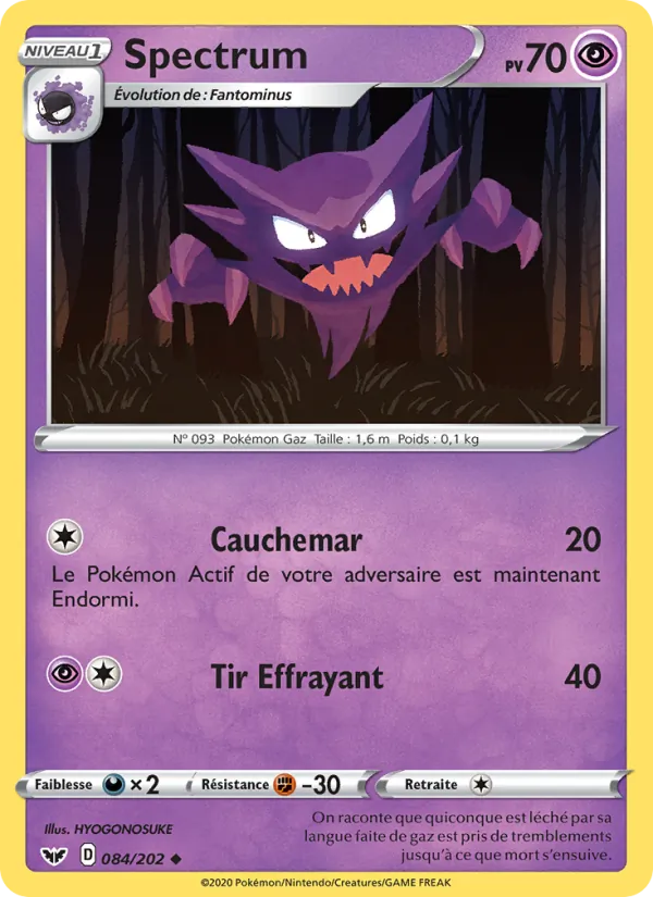 Carte Pokémon Spectrum de l'extension Épée et Bouclier