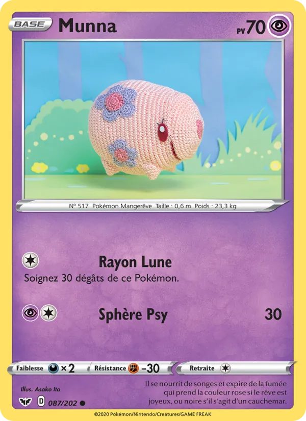 Carte Pokémon Munna de l'extension Épée et Bouclier