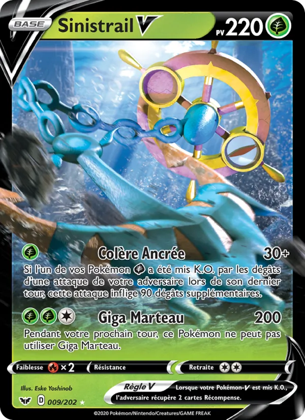Carte Pokémon Sinistrail V de l'extension Épée et Bouclier