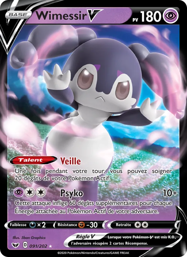 Carte Pokémon Wimessir V de l'extension Épée et Bouclier