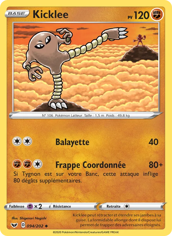Carte Pokémon Kicklee de l'extension Épée et Bouclier