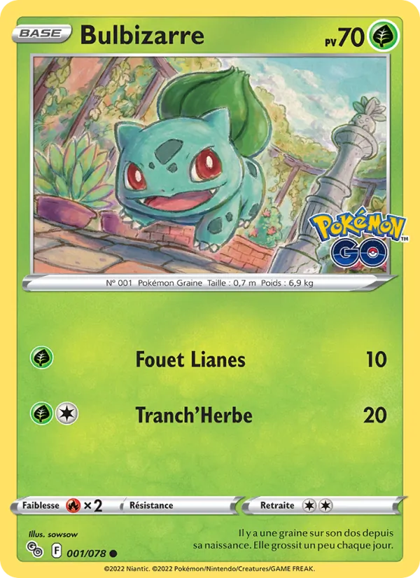 Carte Pokémon Bulbizarre de l'extension Pokémon GO