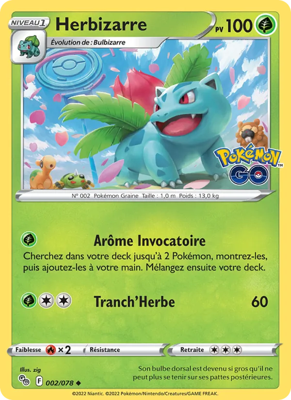 Carte Pokémon Herbizarre de l'extension Pokémon GO