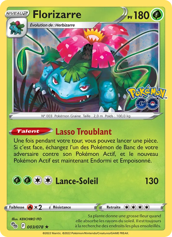 Carte Pokémon Florizarre de l'extension Pokémon GO