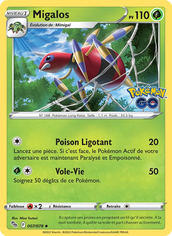 Carte Pokémon Migalos de l'extension Pokémon GO
