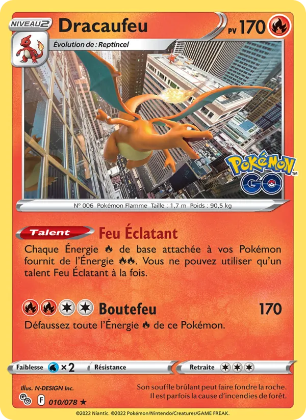 Carte Pokémon Dracaufeu de l'extension Pokémon GO