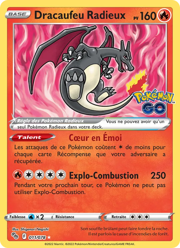 Carte Pokémon Dracaufeu Radieux de l'extension Pokémon GO