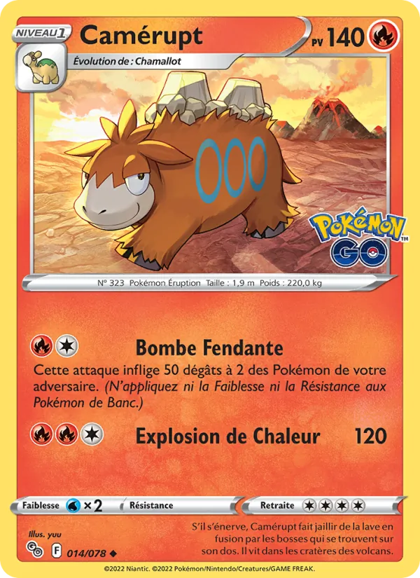 Carte Pokémon Camérupt de l'extension Pokémon GO