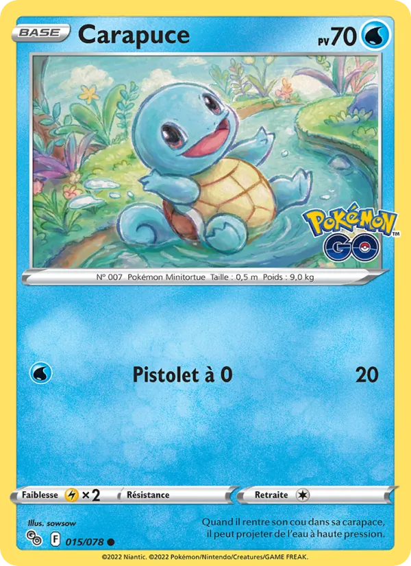 Carte Pokémon Carapuce de l'extension Pokémon GO