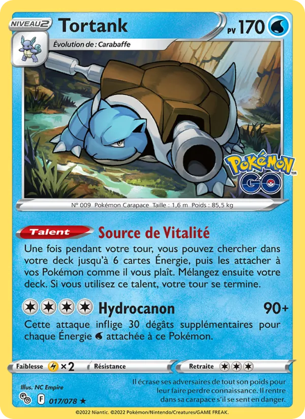 Carte Pokémon Tortank de l'extension Pokémon GO