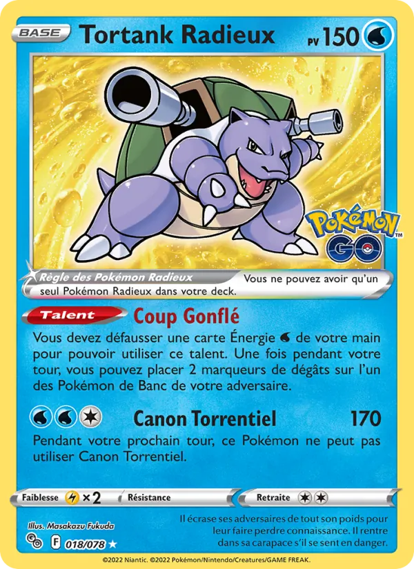 Carte Pokémon Tortank Radieux de l'extension Pokémon GO